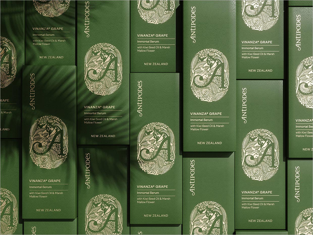 新西兰Antipodes葡萄籽抗氧化剂化妆品外盒包装设计