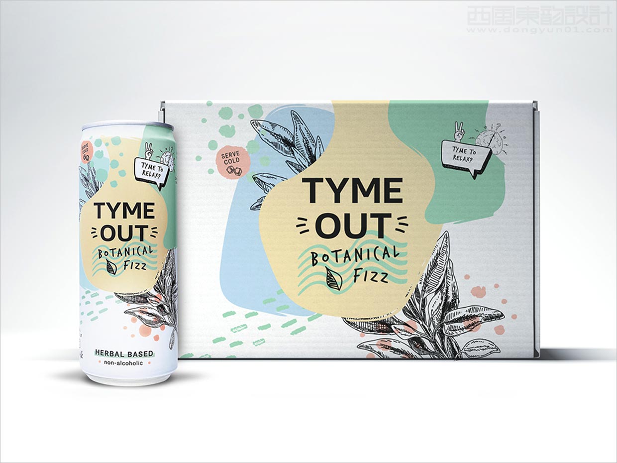 德国Tyme out植物性功能饮料易拉罐与外箱包装设计