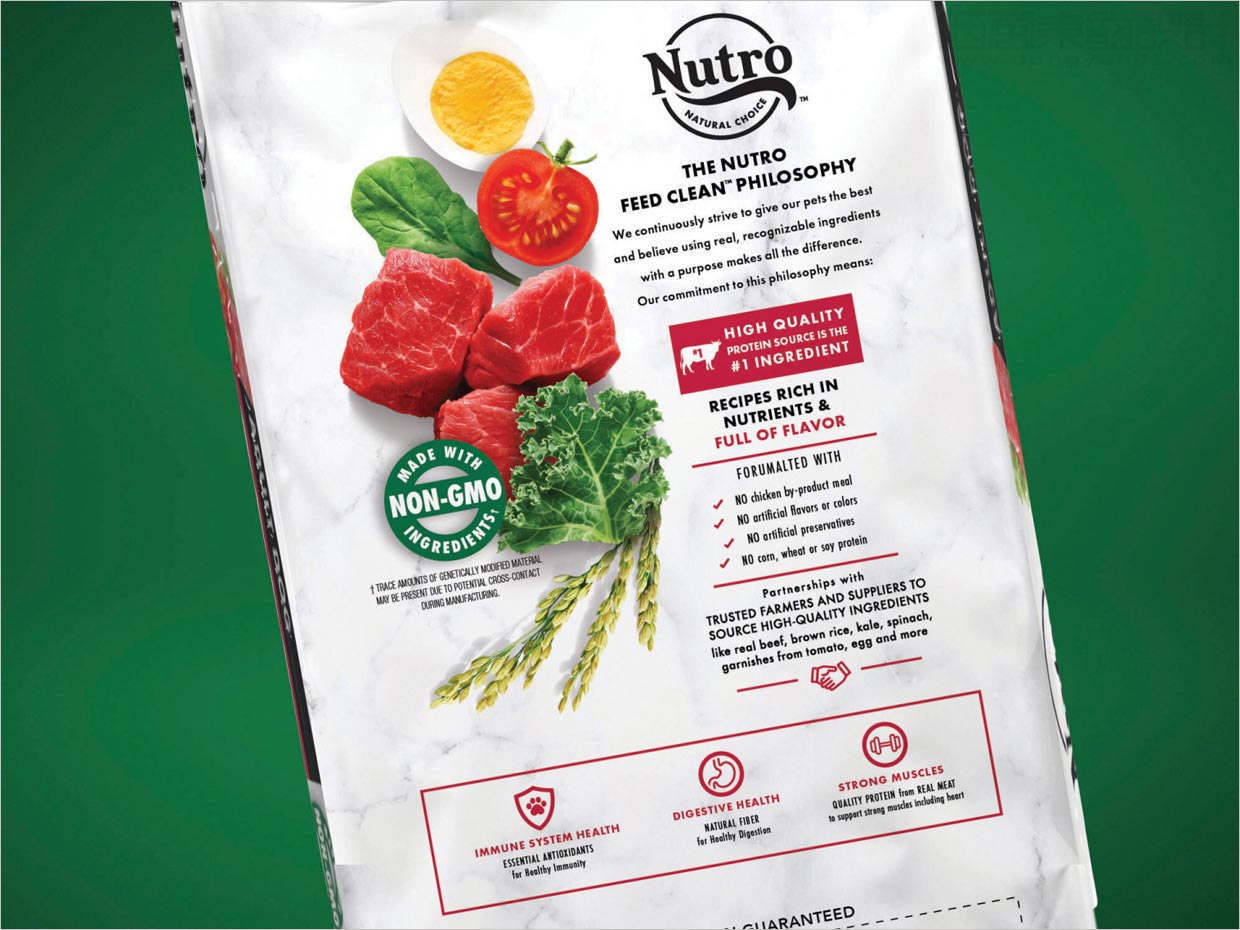 美国Nutro天然宠物食品包装设计之背面细节展示