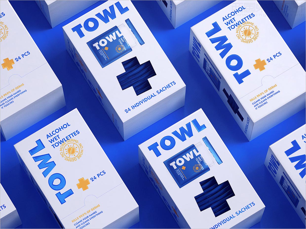 波兰TOWL抗菌消毒湿巾纸盒包装设计