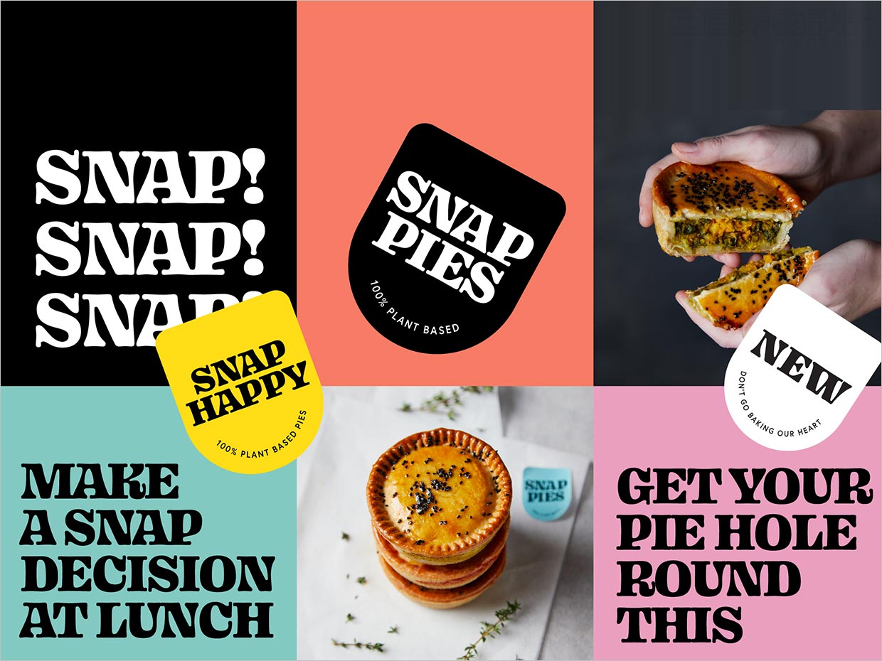英国Snap Pies植物性素食馅饼食品包装设计