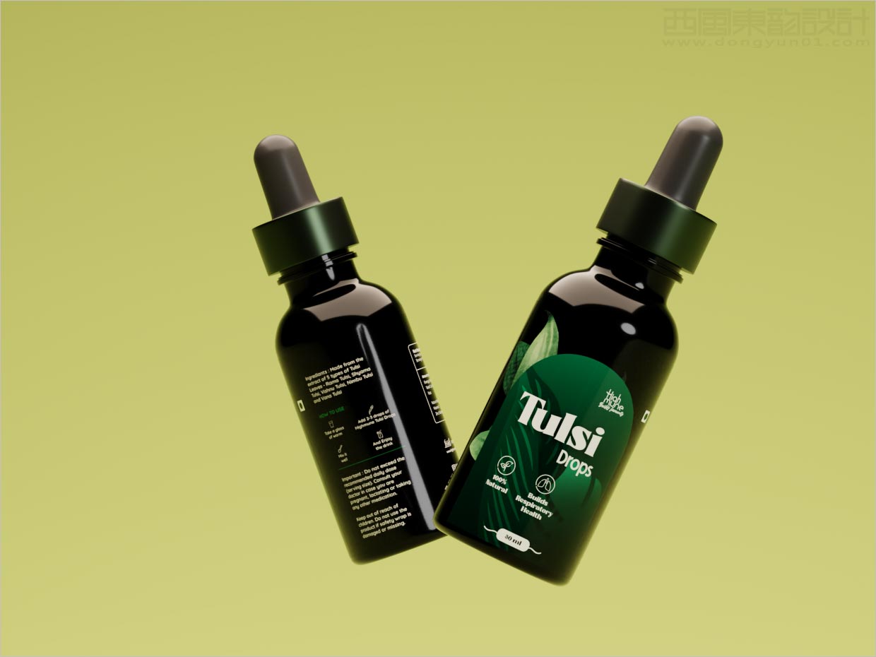 印度Highmune Tulsi Drops 改善呼吸系统健康保健品包装设计