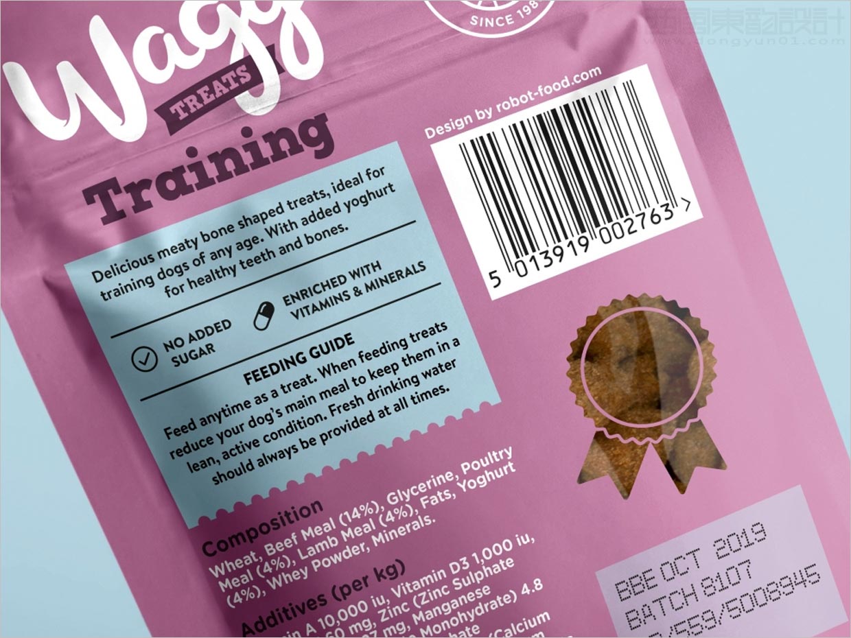 俏皮的英国Wagg狗粮宠物食品包装设计之背面展示