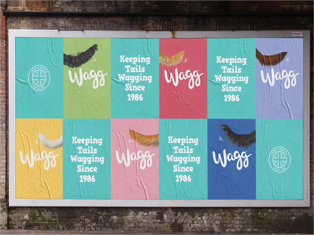 俏皮的英国Wagg狗粮宠物食品海报设计