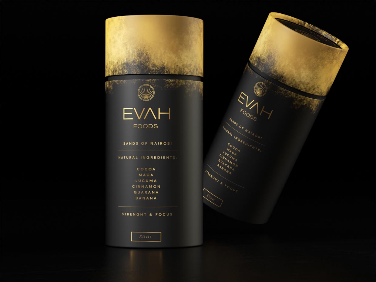 黑暗色调的意大利Evah有机保健食品包装设计