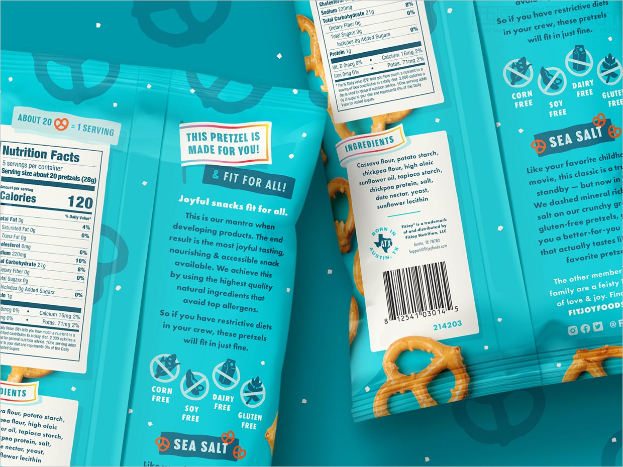 FitJoy椒盐卷饼休闲食品零食包装袋设计之背面展示
