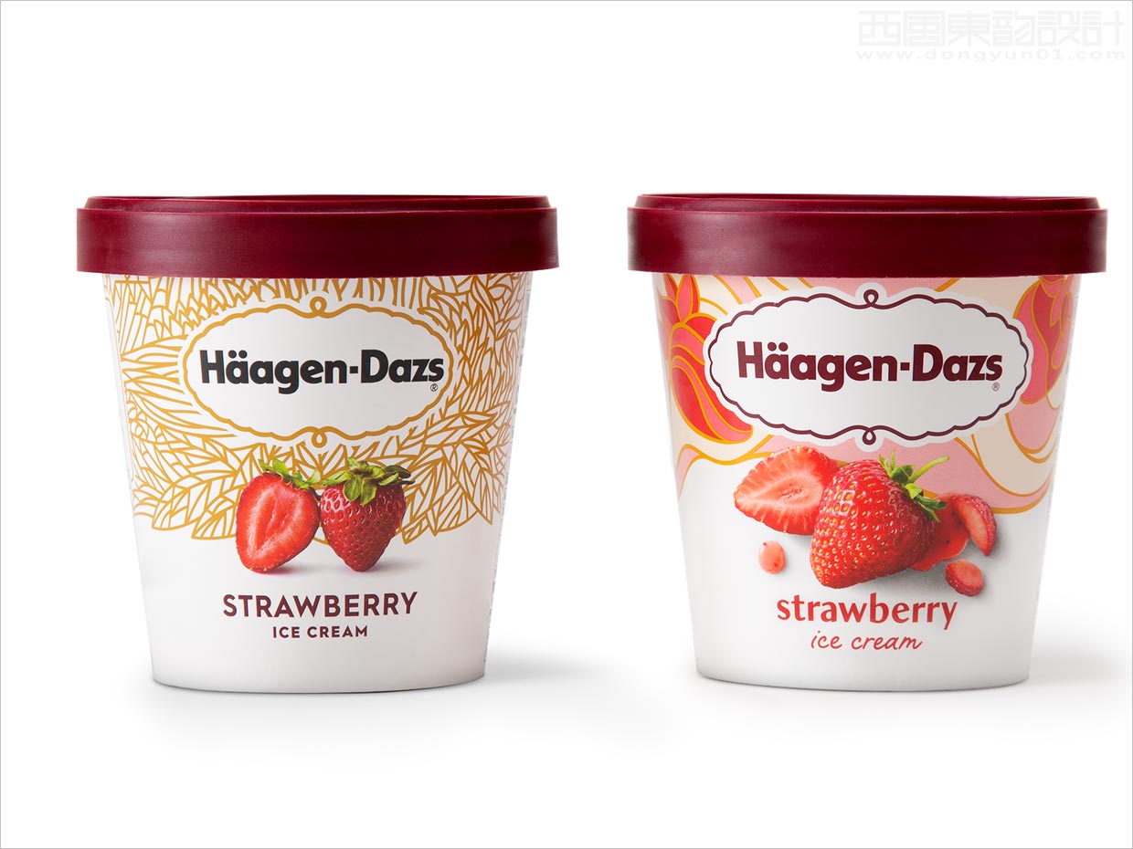 美国哈根达斯冰淇淋雪糕包装设计之新旧包装设计对比