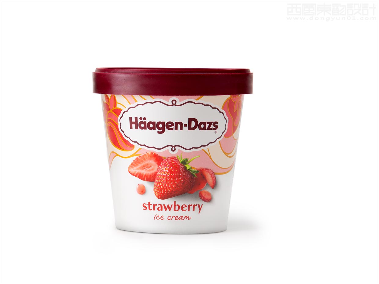 美国哈根达斯草莓味冰淇淋包装更新设计