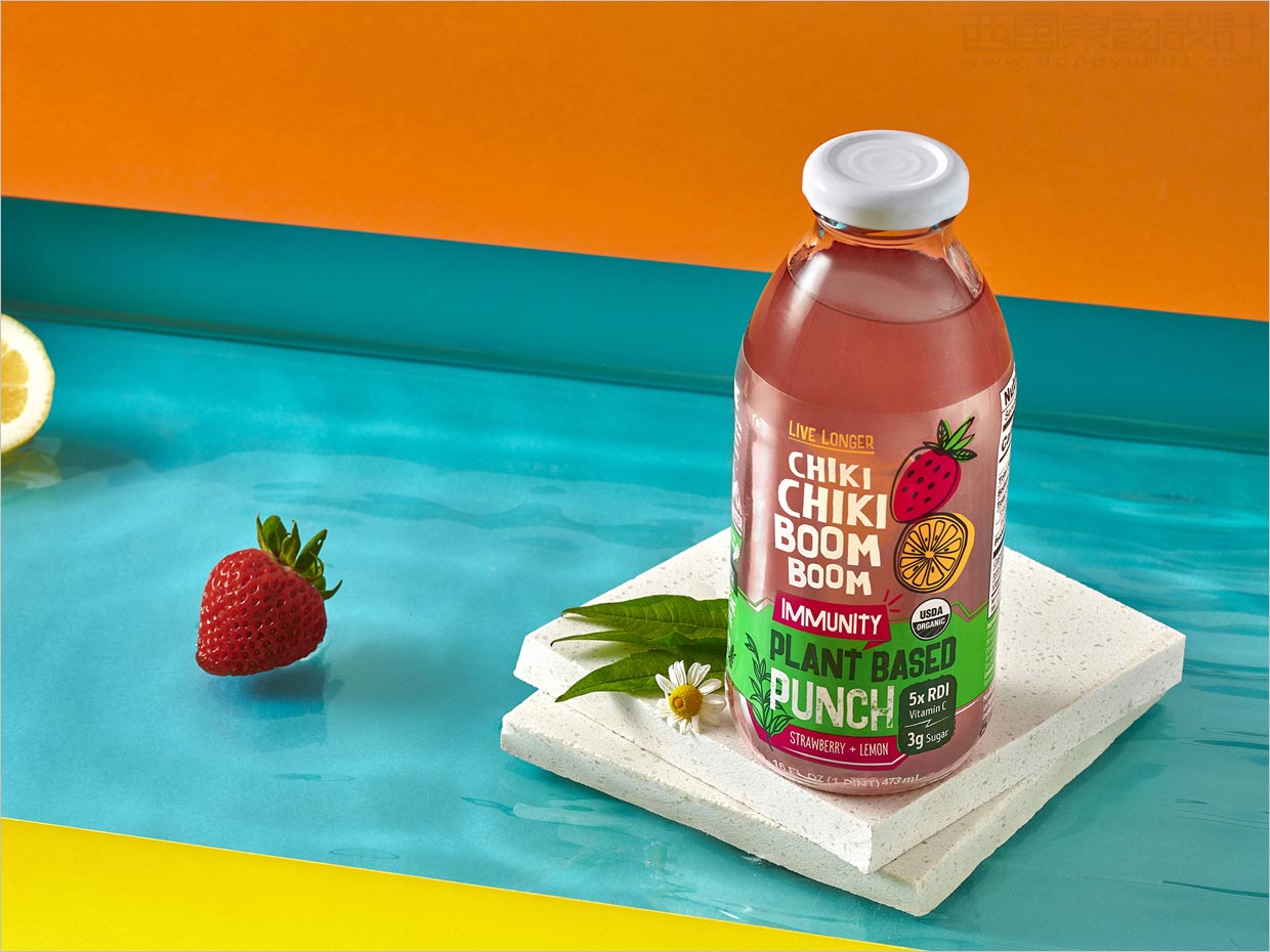 厄瓜多尔Chiki Chiki Boom Boom草莓柠檬果汁饮料包装设计