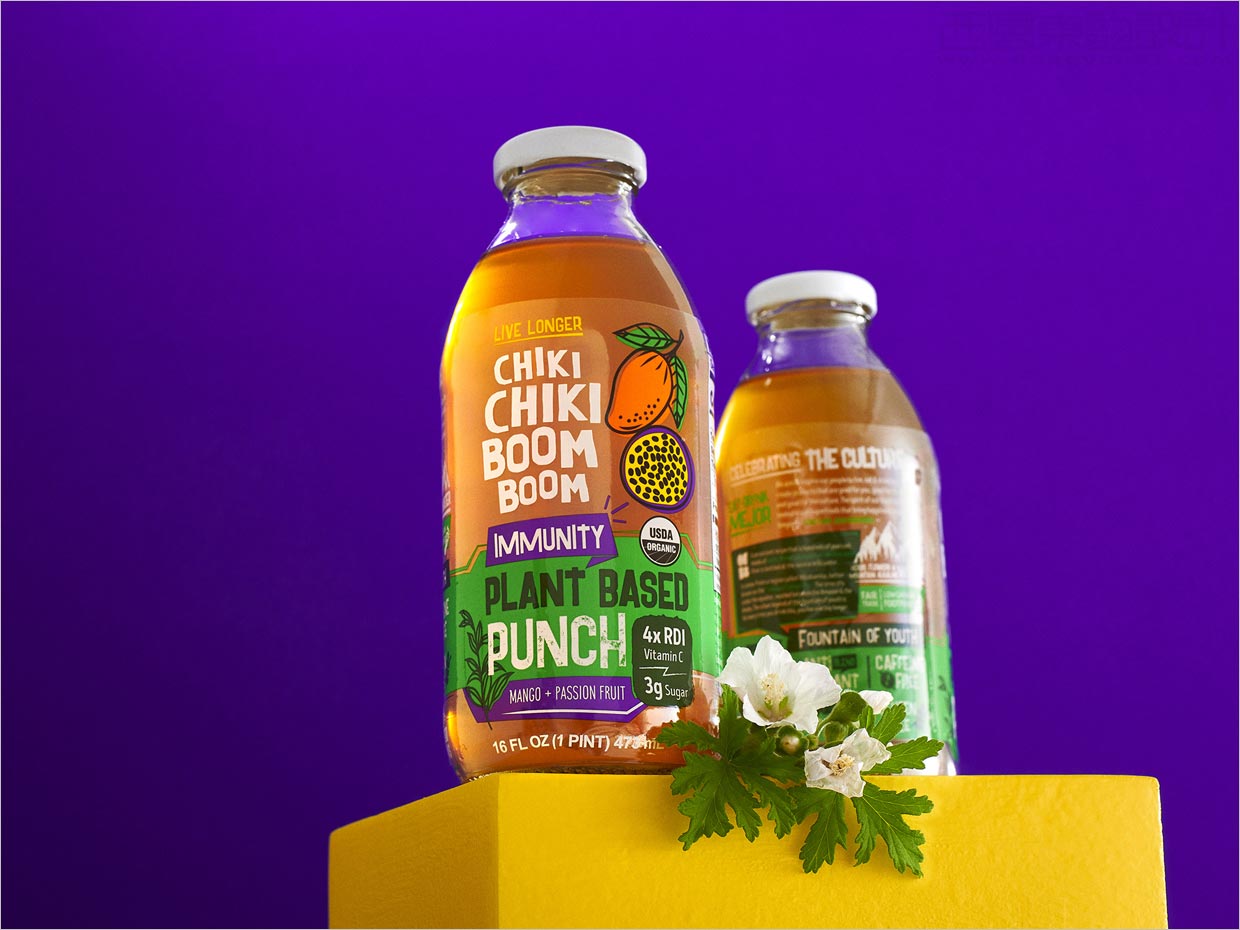 厄瓜多尔Chiki Chiki Boom Boom百香果果汁饮料包装设计