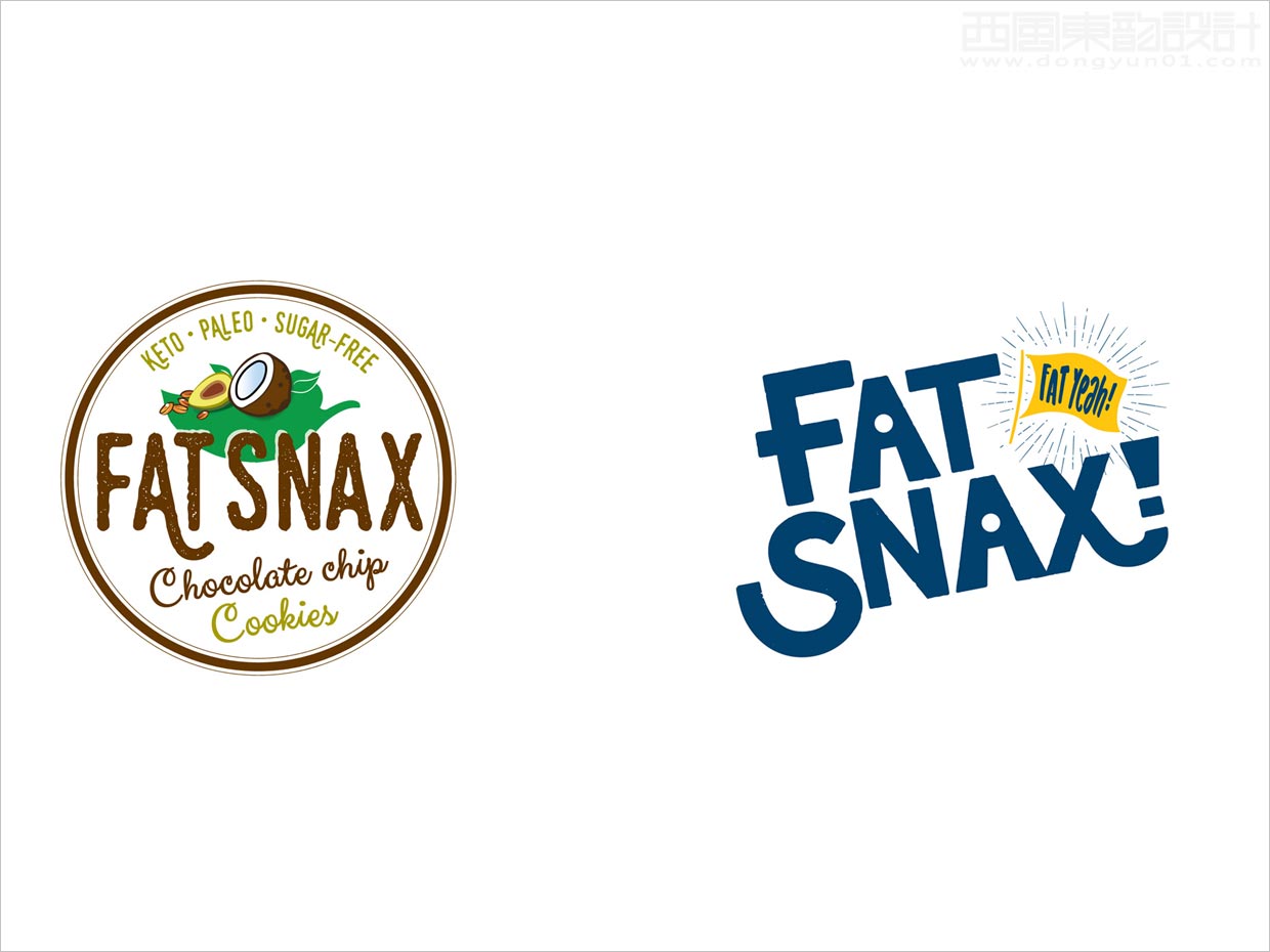 美国Fat Snax饼干快消食品logo设计之新旧logo设计对比