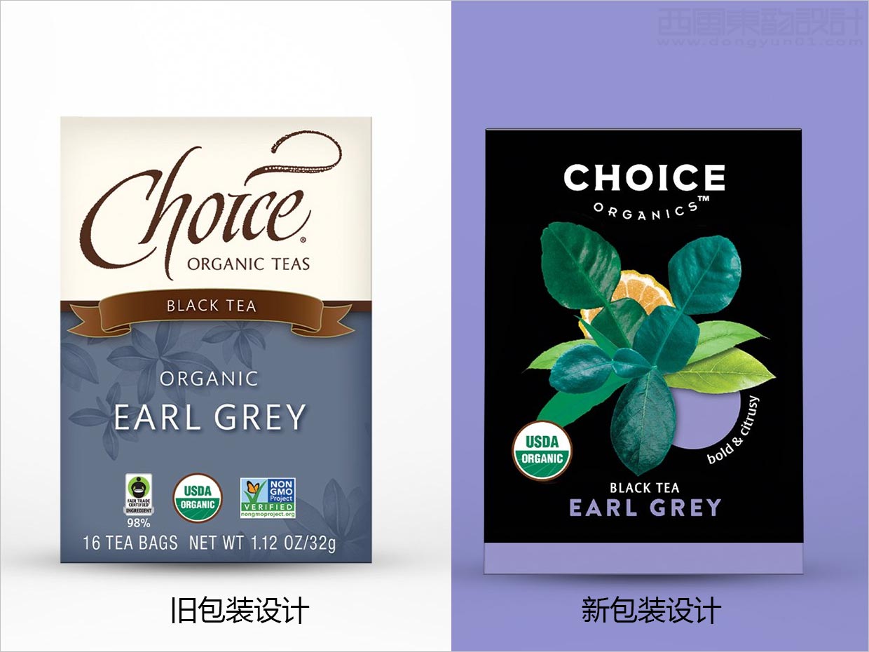 美国Choice Organics Teas有机茶叶饮料包装设计之新旧包装设计对比