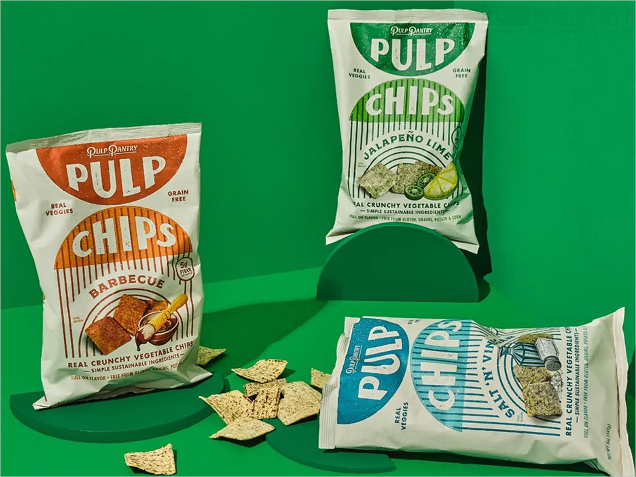 美国Pulp Pantry蔬果脆片休闲零食包装设计