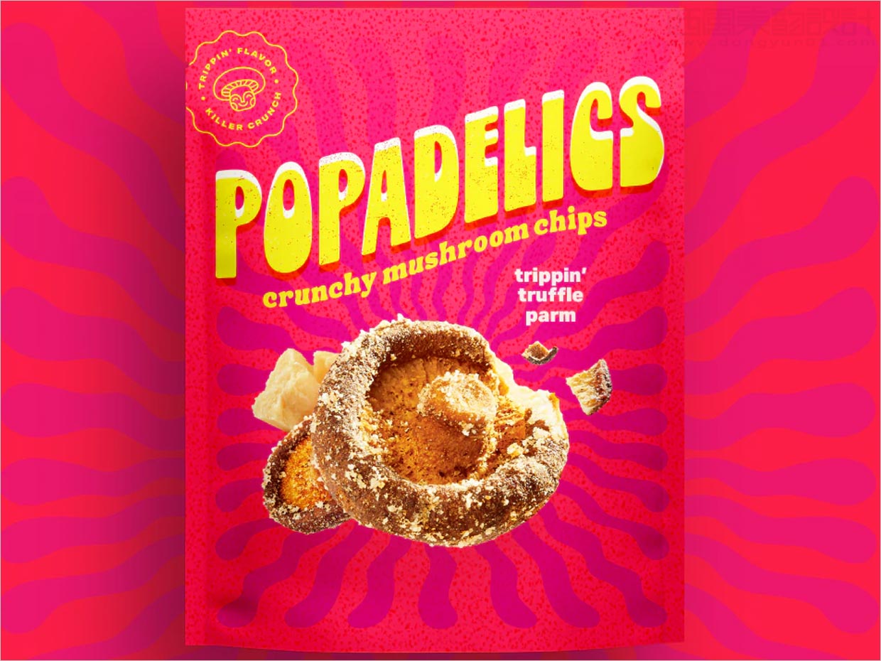 Popadelics香脆蘑菇片素食零食小吃包装设计