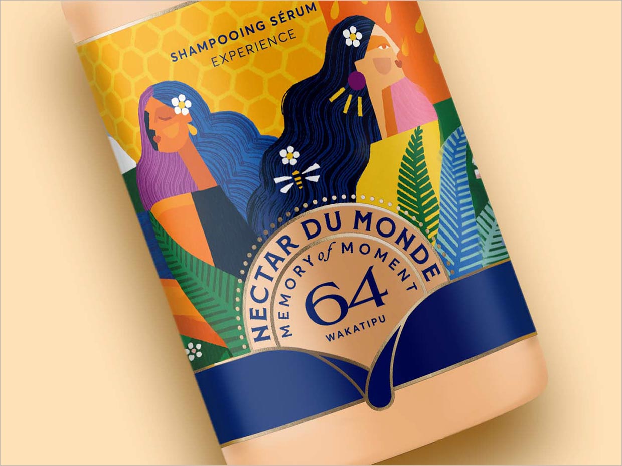 Nectar du Monde洗发水日化用品包装设计之局部细节展示